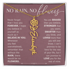 Personalized Birth Flower Name Necklace | No Rain No Flowers Gift for Her