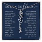 Personalized Birth Flower Name Necklace | No Rain No Flowers Gift for Her