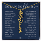 Personalized Birth Flower Name Necklace | No Rain No Flowers Gift for Her