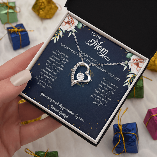 Mom Necklace Gift - 'Everything I Am Started With You'