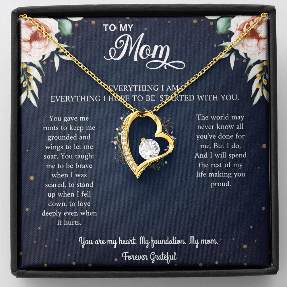Mom Necklace Gift - 'Everything I Am Started With You'