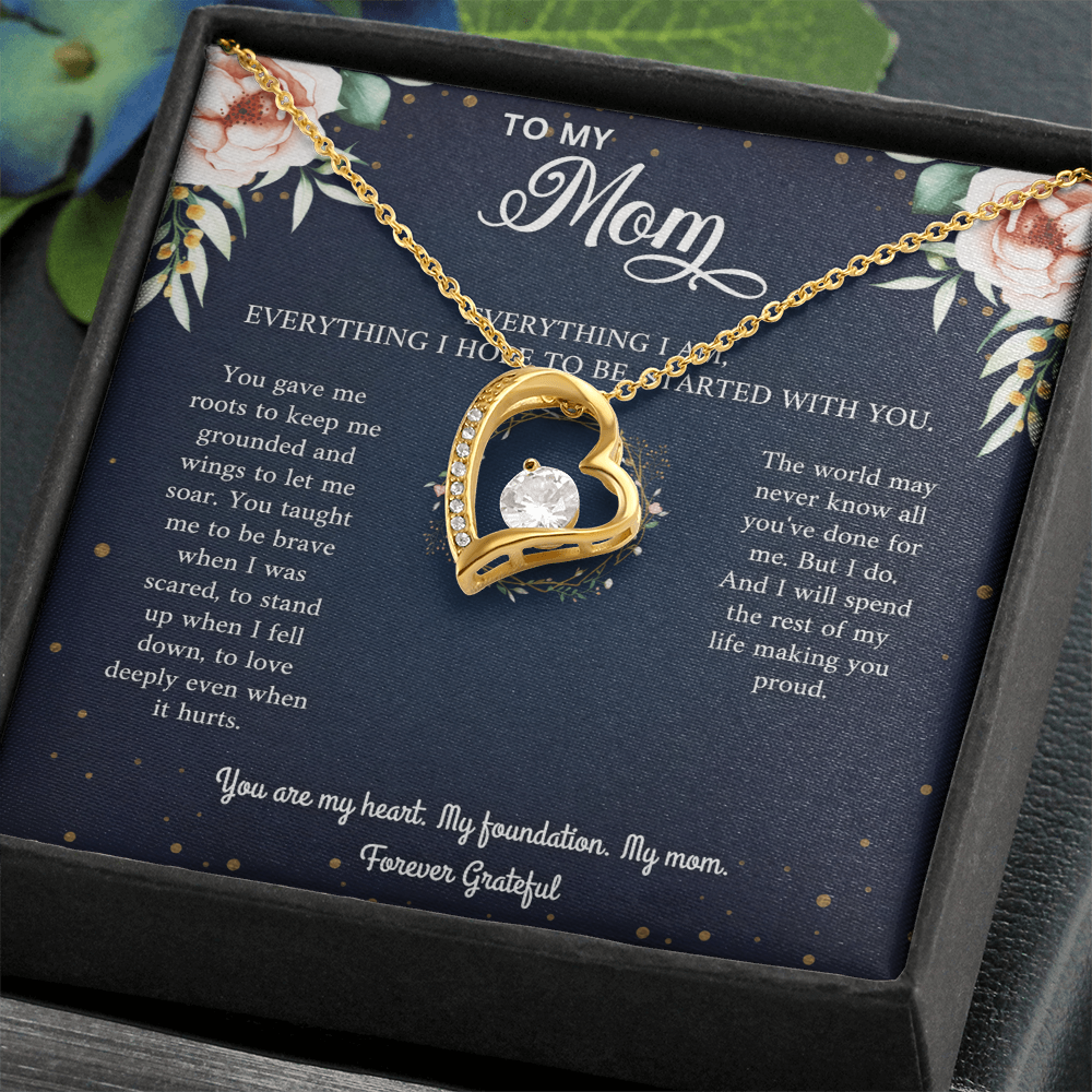 Mom Necklace Gift - 'Everything I Am Started With You'